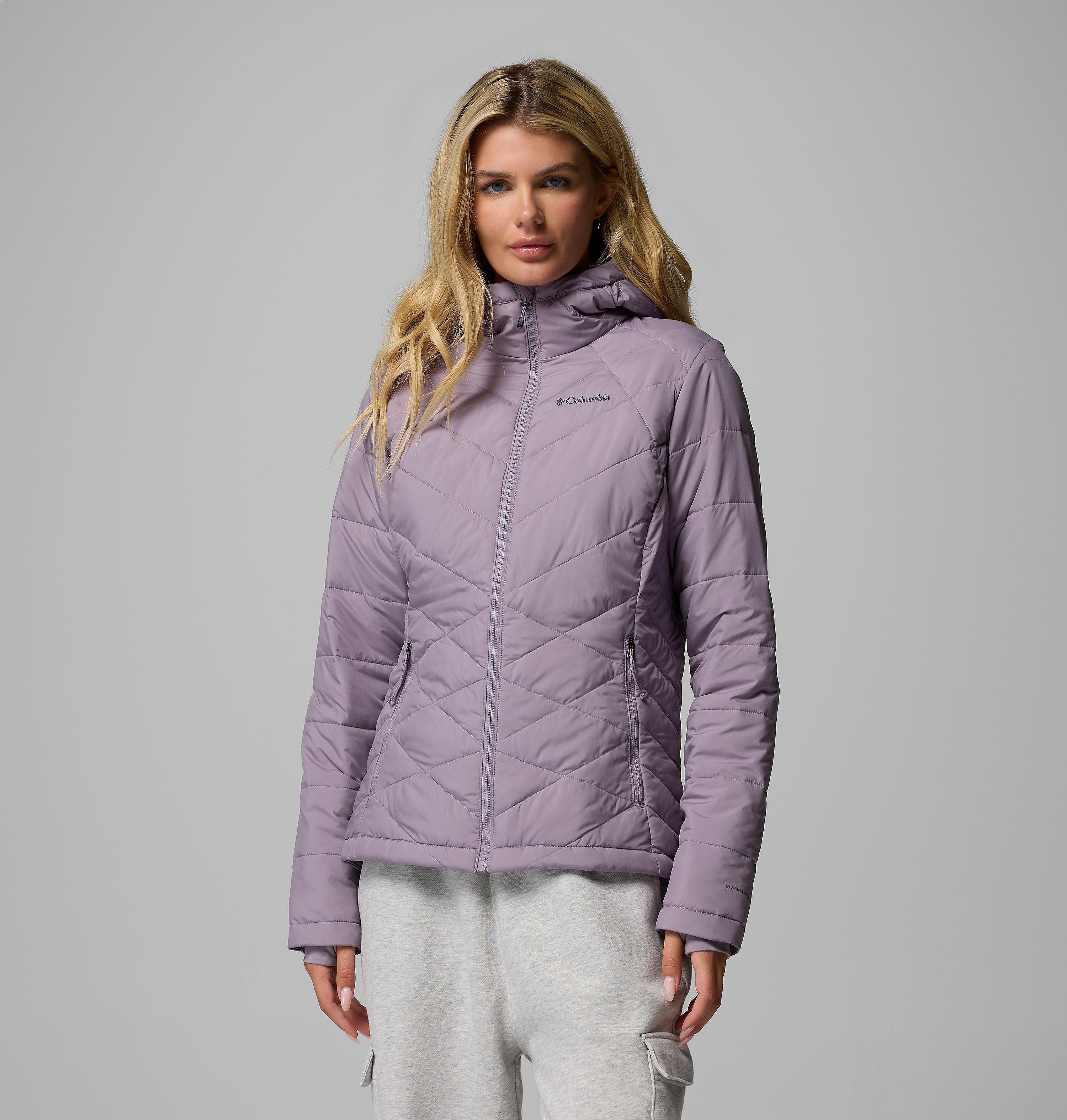 Columbia Sportswear Women's Purple Columbia - Heavenly™ Hooded Insulated Jacket - Shale Medium