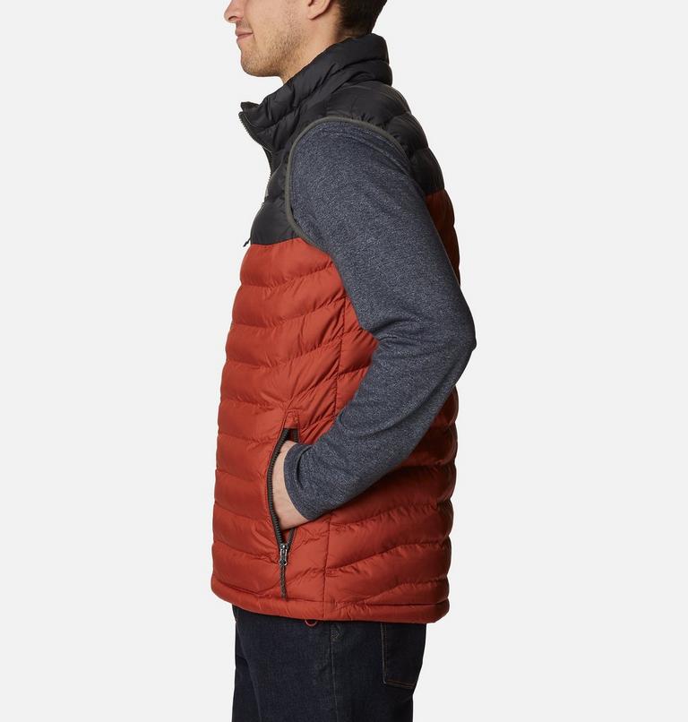Men's Powder Lite Insulated Vest, Color: Warp Red, Shark, image 3