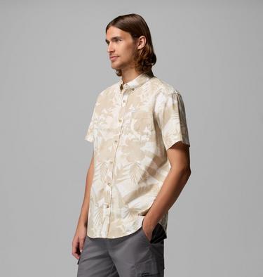 Camisa estampada de manga corta Rapid Rivers para hombre, Color: Sea Salt, Botaniflage, image 8
