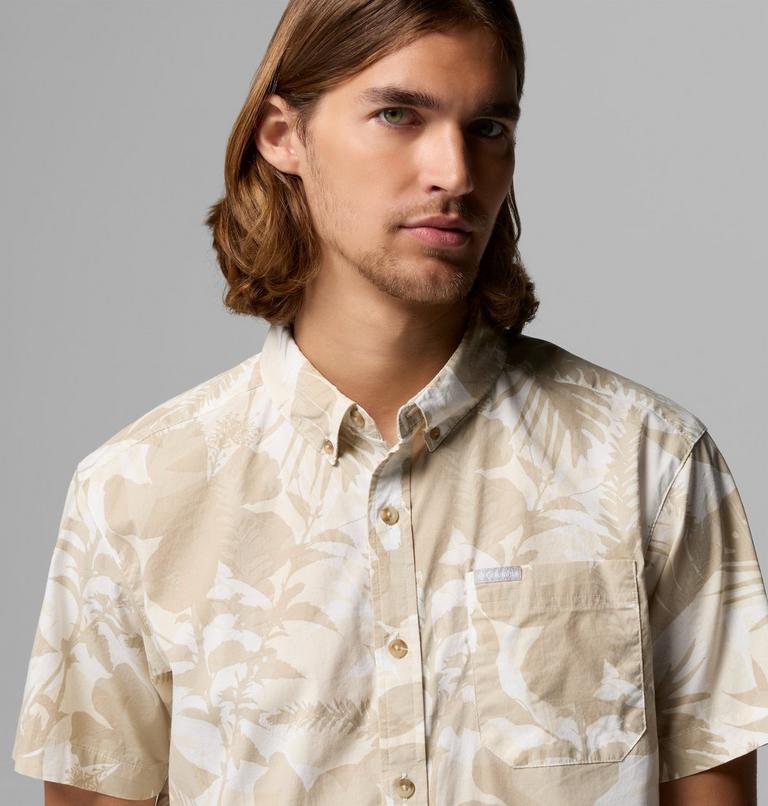 Men's Rapid Rivers Printed Short Sleeve Shirt, Color: Sea Salt, Botaniflage, image 5