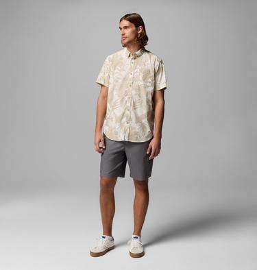 Camisa estampada de manga corta Rapid Rivers para hombre, Color: Sea Salt, Botaniflage, image 6