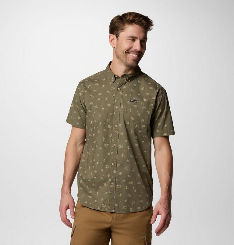 Rapid Rivers Printed Short Sleeve Shirt, Color: Stone Green Deserted, image 1