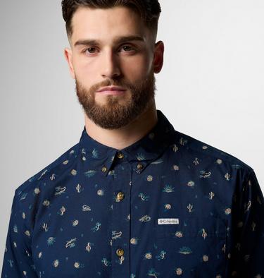Men's Rapid Rivers Printed Short Sleeve Shirt, Color: Collegiate Navy Deserted, image 4