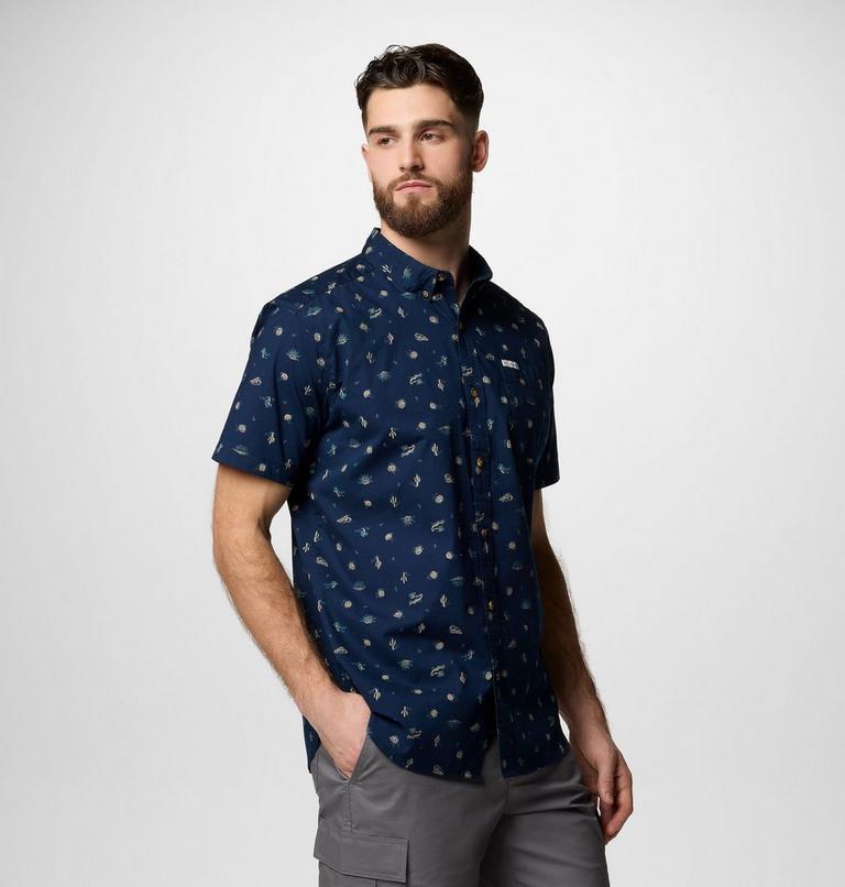 Men's Rapid Rivers Printed Short Sleeve Shirt, Color: Collegiate Navy Deserted, image 5