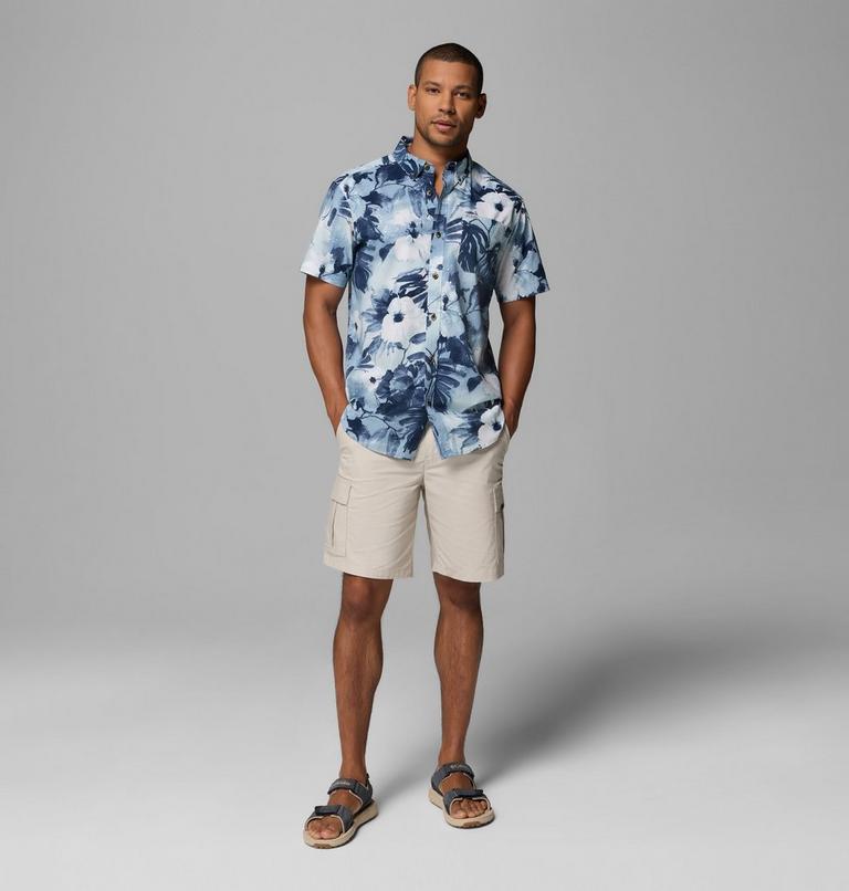 Men's Rapid Rivers Printed Short Sleeve Shirt, Color: Collegiate Navy, Flowerblur, image 2