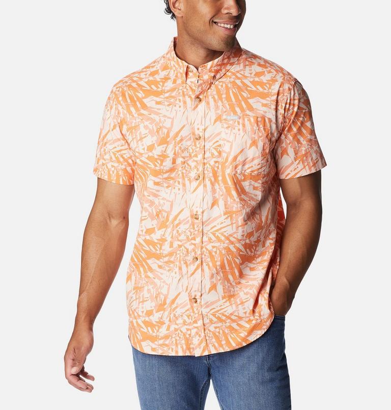 Rapid Rivers Printed Short Sleeve Shirt, Color: Desert Orange Dye Palms, image 1