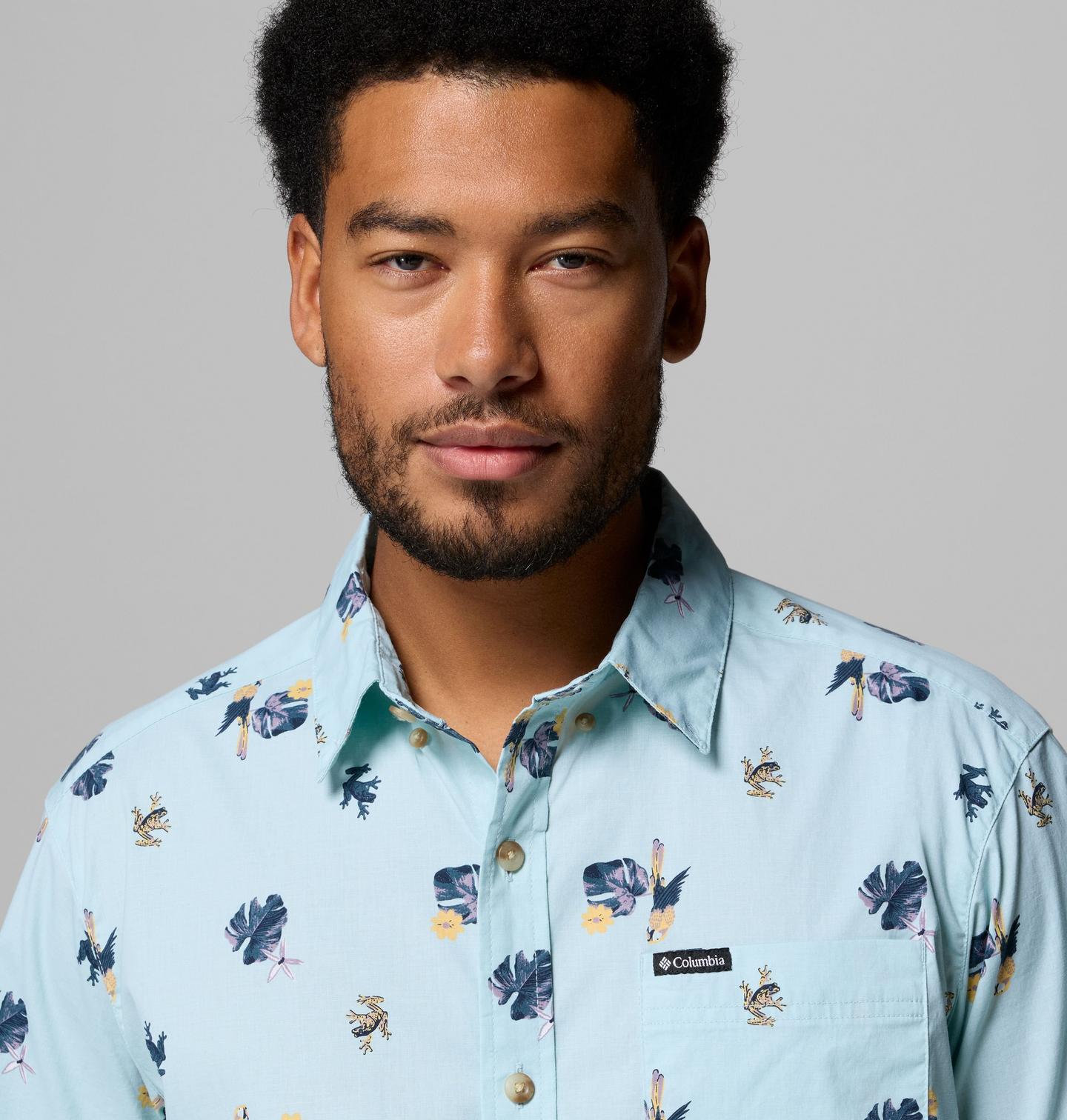 Мужская рубашка Columbia Rapid Rivers Printed Short Sleeve Shirt – Tall, цвет: Тёмно-синий, вариант 6 — фото 4