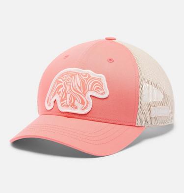Youth Columbia Snap Back Cap, Color: Hot Coral, Dark Stone, Bear Swirl, image 3