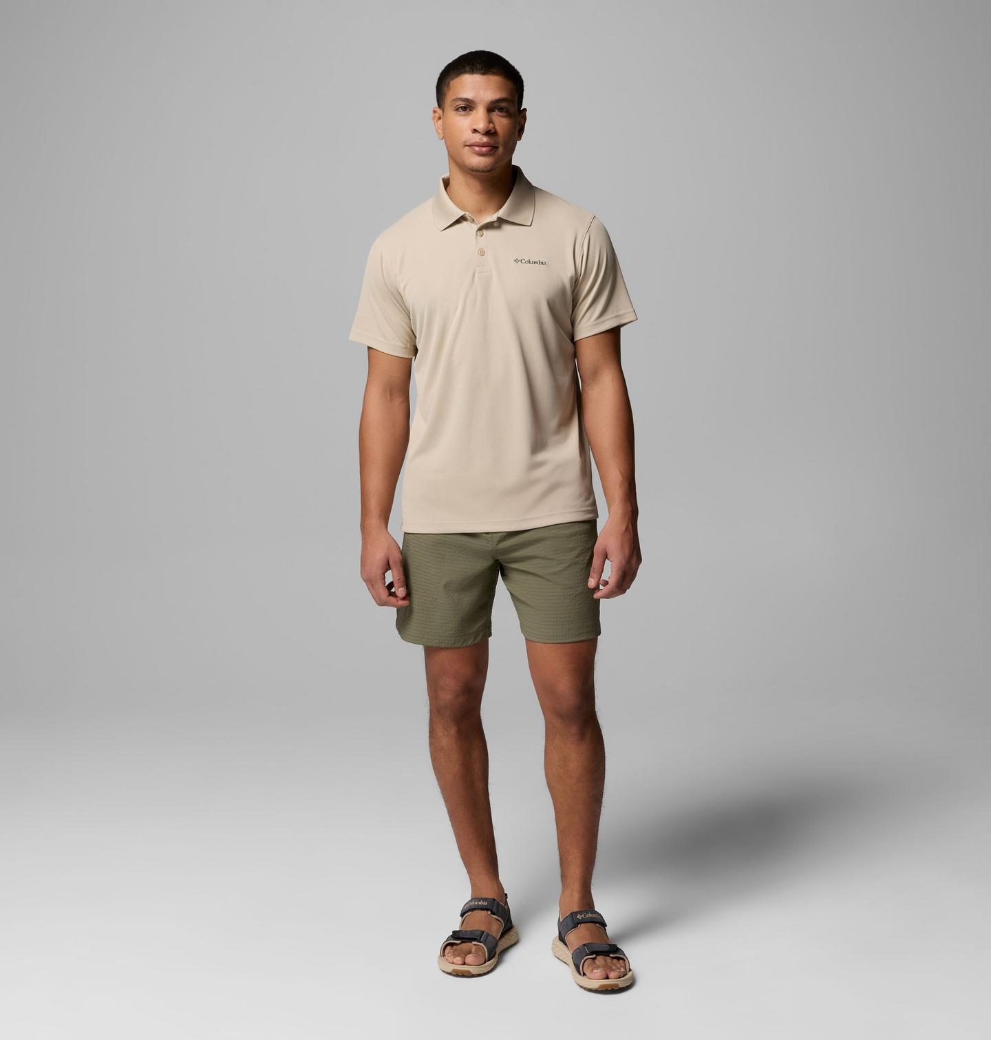 Мужское поло Columbia Utilizer Polo Shirt, цвет: Серо-бежевый, вариант 1 — фото 2