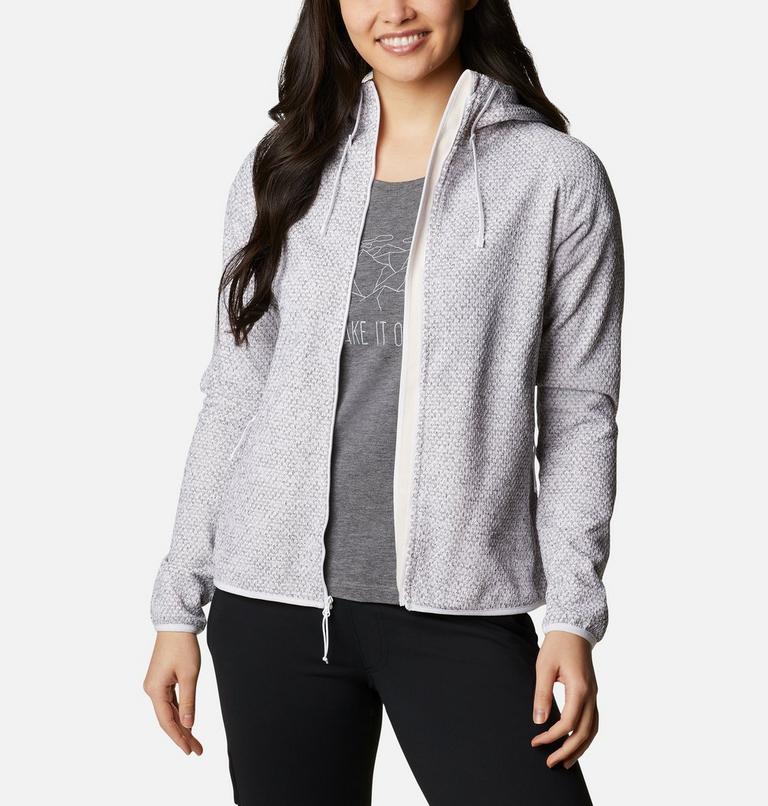 Women's Pacific Point Fleece Hoodie, Color: White, Peach Quartz, image 6