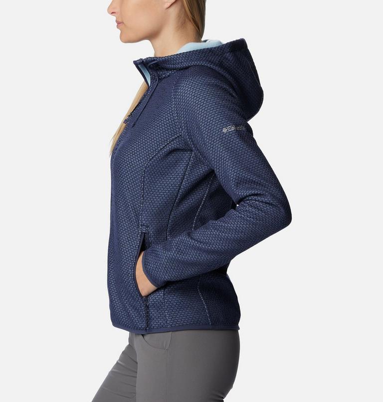 Women's Pacific Point Fleece Hoodie, Color: Nocturnal Heather, Spring Blue, image 3