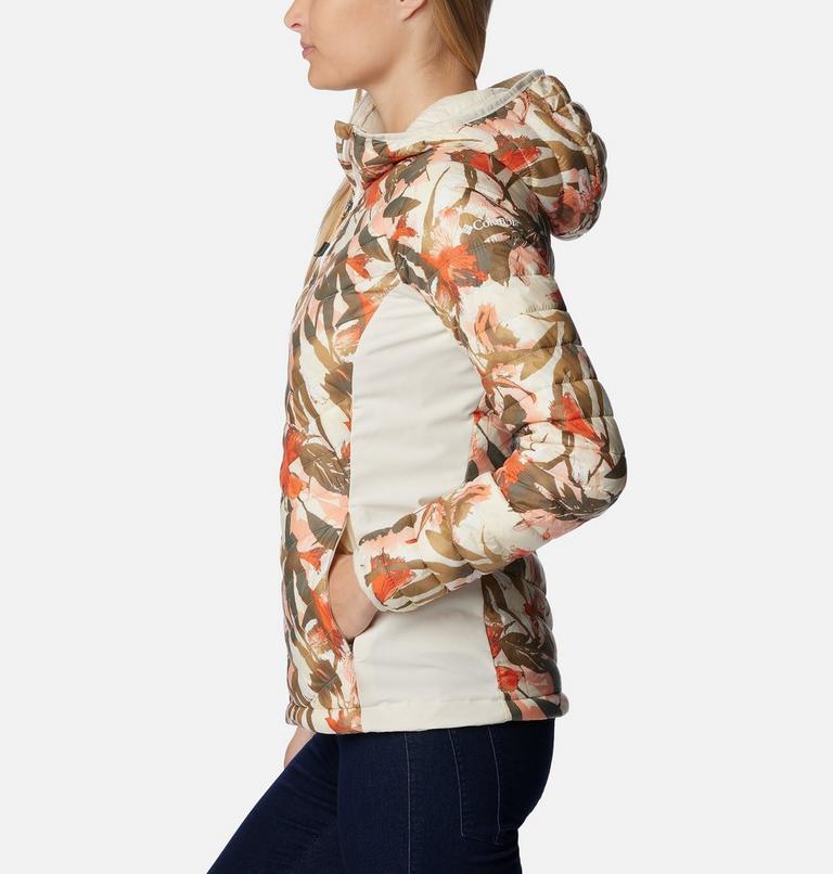 Women's Powder Lite Hybrid Hooded Jacket, Color: Chalk Floriculture Print, image 3