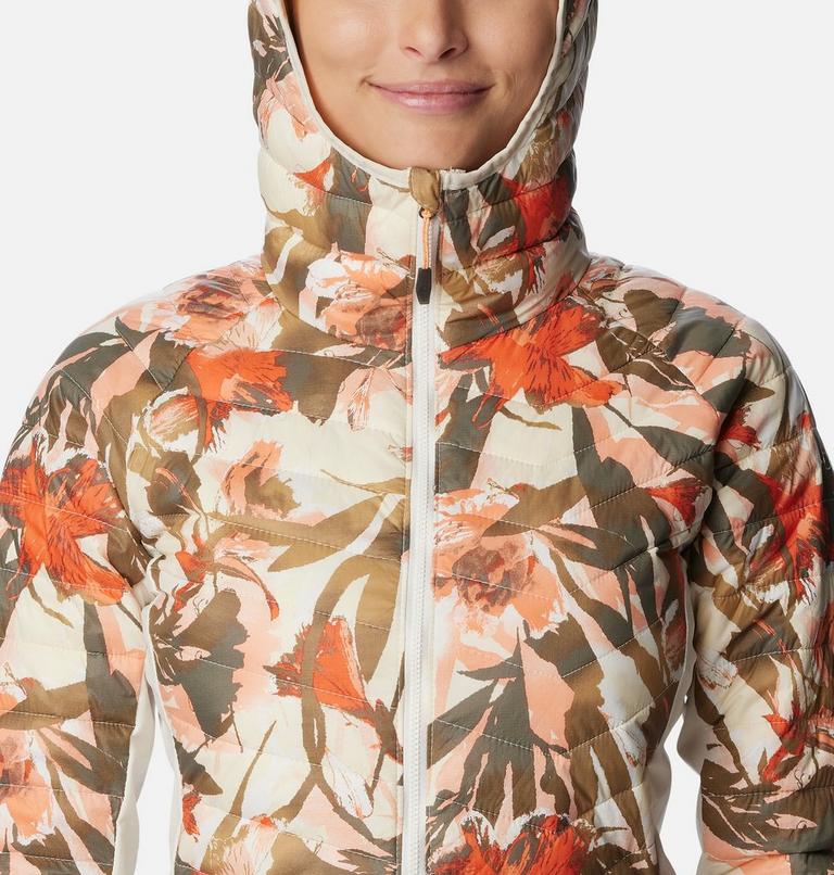 Women's Powder Lite Hybrid Hooded Jacket, Color: Chalk Floriculture Print, image 4