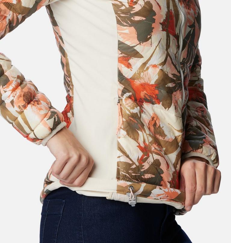 Women's Powder Lite Hybrid Hooded Jacket, Color: Chalk Floriculture Print, image 6