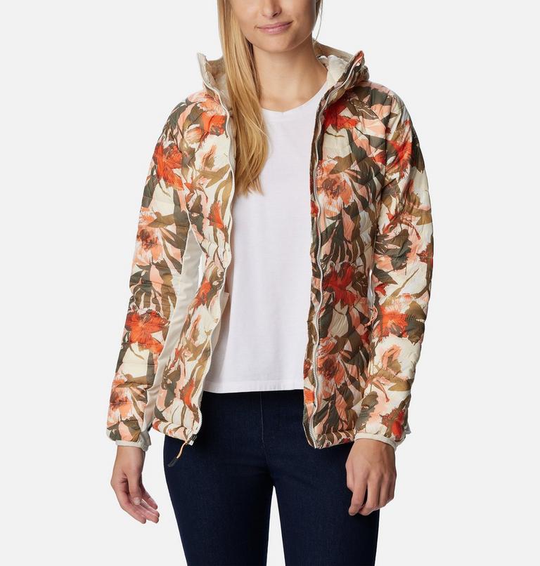 Women's Powder Lite Hybrid Hooded Jacket, Color: Chalk Floriculture Print, image 7