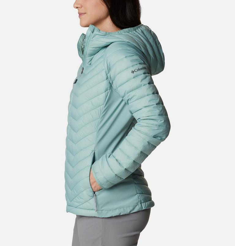 Women's Powder Pass Hybrid Hooded Jacket, Color: Aqua Tone, image 3