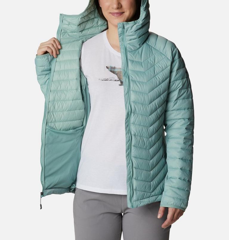 Women's Powder Pass Hybrid Hooded Jacket, Color: Aqua Tone, image 5