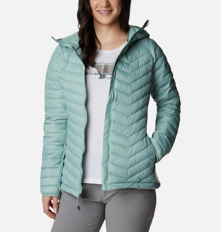 Women's Powder Pass Hybrid Hooded Jacket, Color: Aqua Tone, image 1