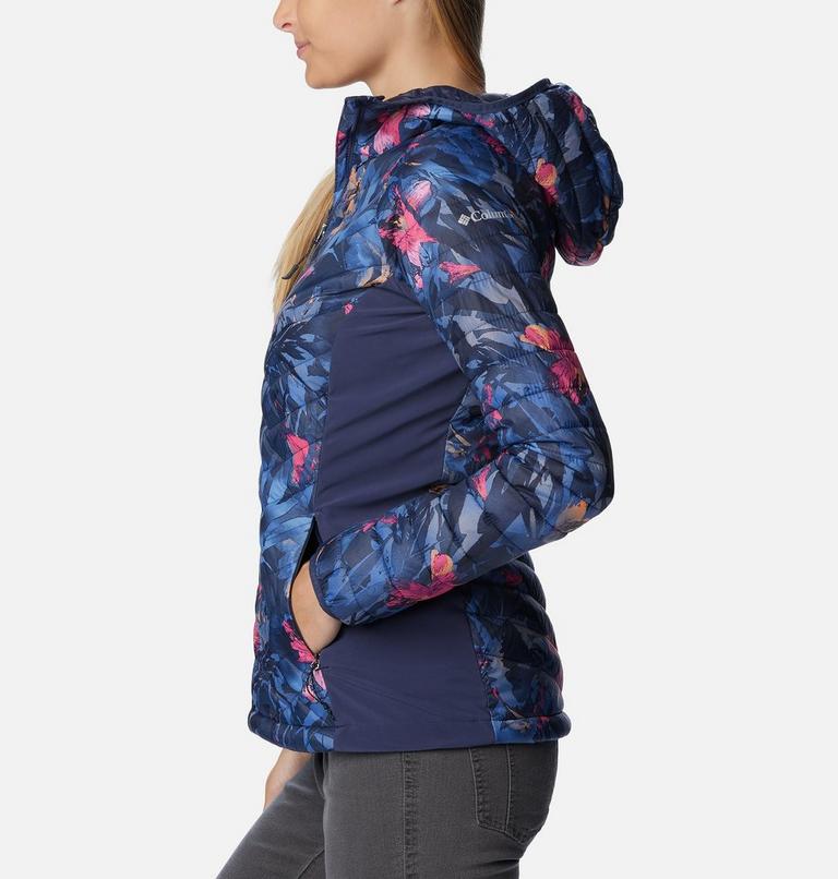 Women's Powder Pass Hybrid Hooded Jacket, Color: Nocturnal Floriculture Print, image 3