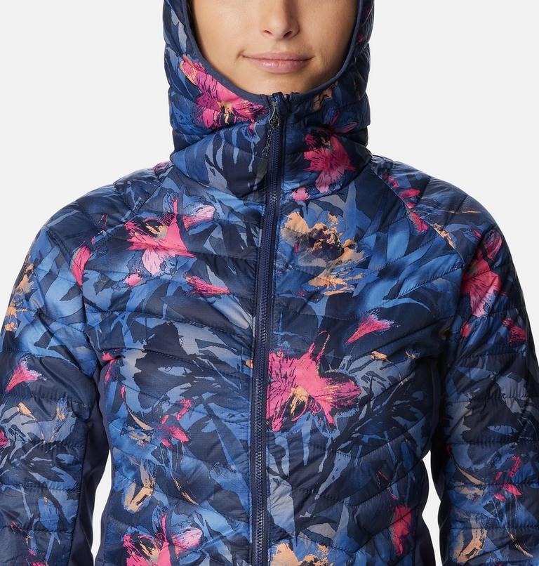 Women's Powder Pass Hybrid Hooded Jacket, Color: Nocturnal Floriculture Print, image 4