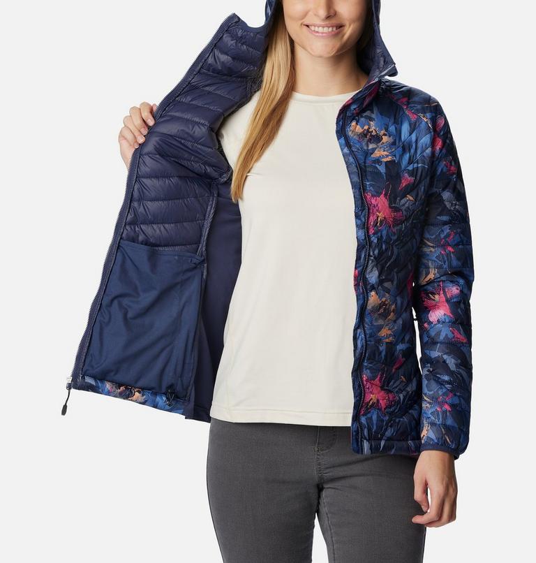 Women's Powder Pass Hybrid Hooded Jacket, Color: Nocturnal Floriculture Print, image 5