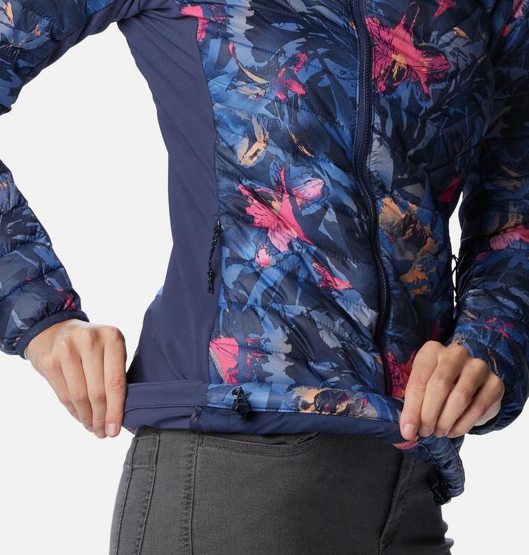 Women's Powder Pass Hybrid Hooded Jacket, Color: Nocturnal Floriculture Print, image 6