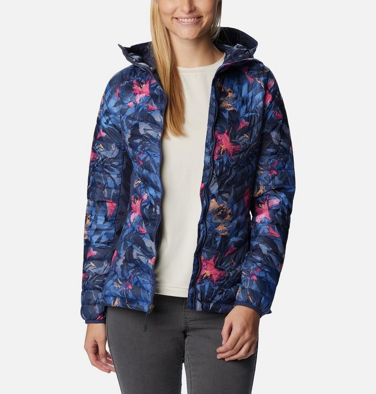 Women's Powder Pass Hybrid Hooded Jacket, Color: Nocturnal Floriculture Print, image 7