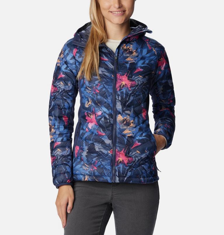 Women's Powder Pass Hybrid Hooded Jacket, Color: Nocturnal Floriculture Print, image 1