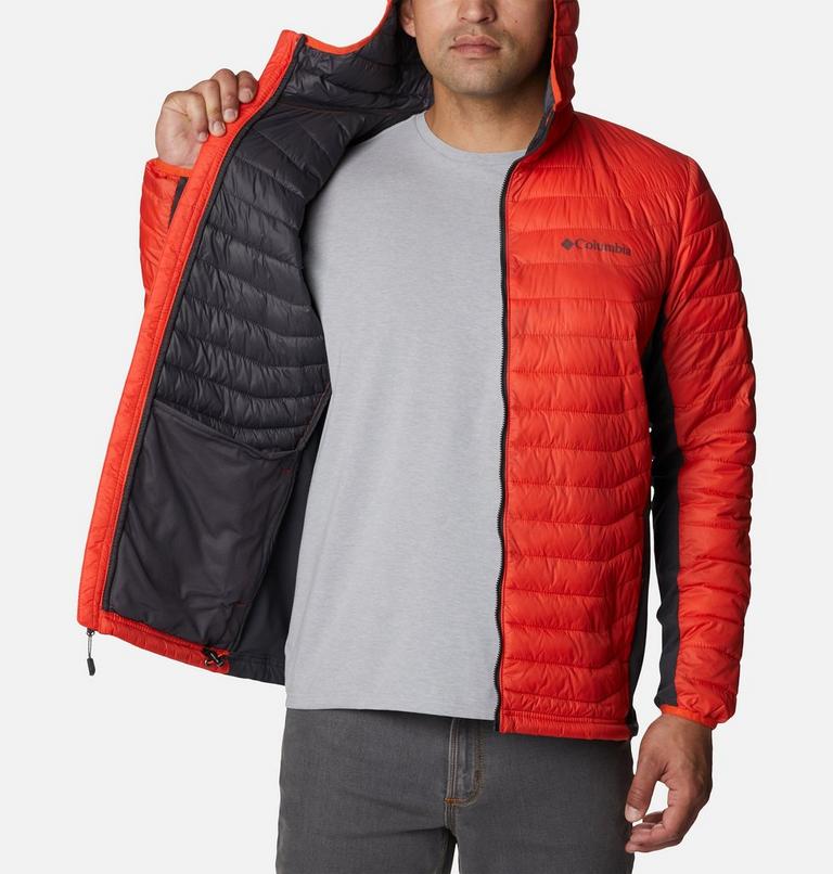 Men's Powder Pass Hybrid Down Jacket, Color: Red Quartz, Shark, image 5