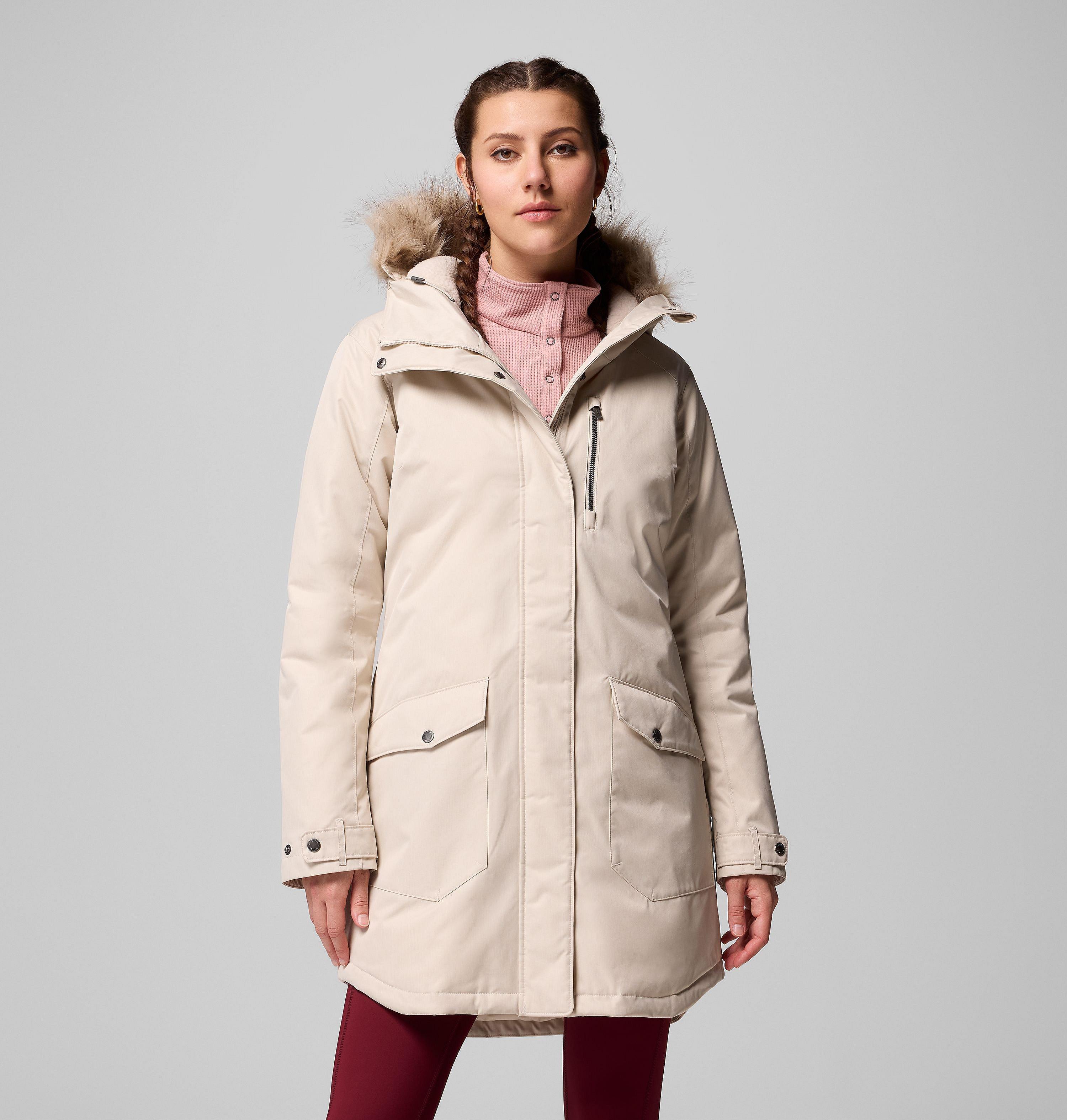 Columbia Sportswear Women's Brown Columbia - Suttle Mountain™ Long Synthetic Down Parka - Dark Stone Extra Large