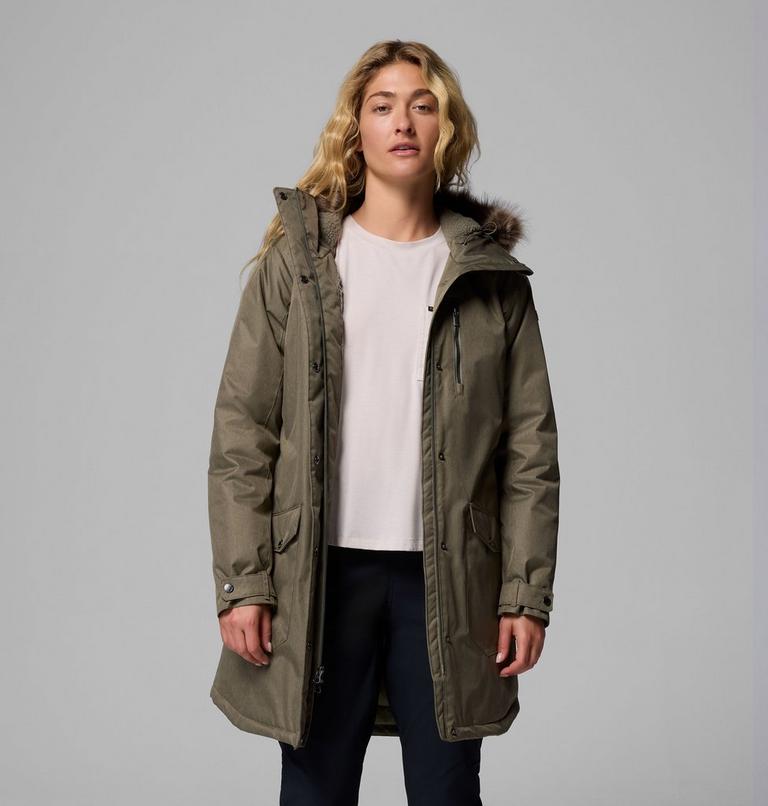 Women's Suttle Mountain Long Synthetic Down Parka, Color: Stone Green, image 5