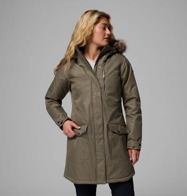 Parka larga de plumón sintético Suttle Mountain para mujer, Color: Stone Green, image 7
