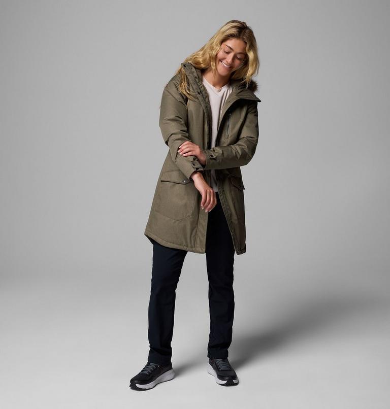 Women's Suttle Mountain Long Synthetic Down Parka, Color: Stone Green, image 2