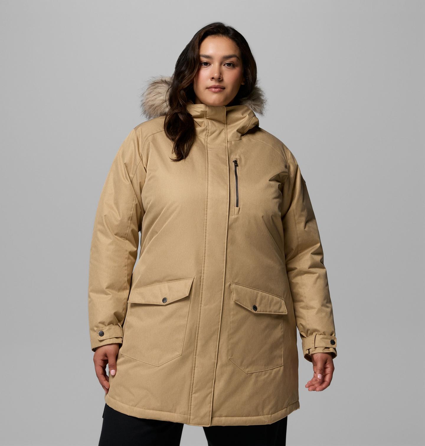 Женская куртка Columbia Suttle Mountain Long Insulated Jacket - Plus Size, цвет: Пляжный — фото 1