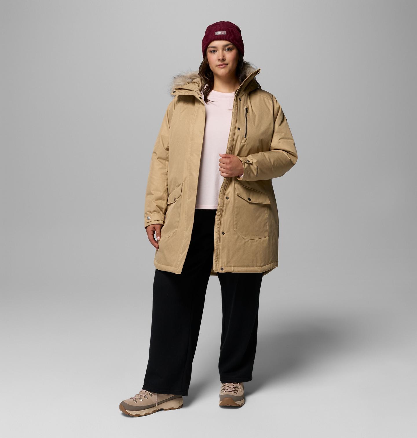 Женская куртка Columbia Suttle Mountain Long Insulated Jacket - Plus Size, цвет: Пляжный — фото 2