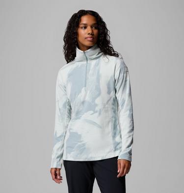 Women's Glacial IV Print Half Zip Fleece, Color: Crushed Blue Snowflight Tonal, image 3