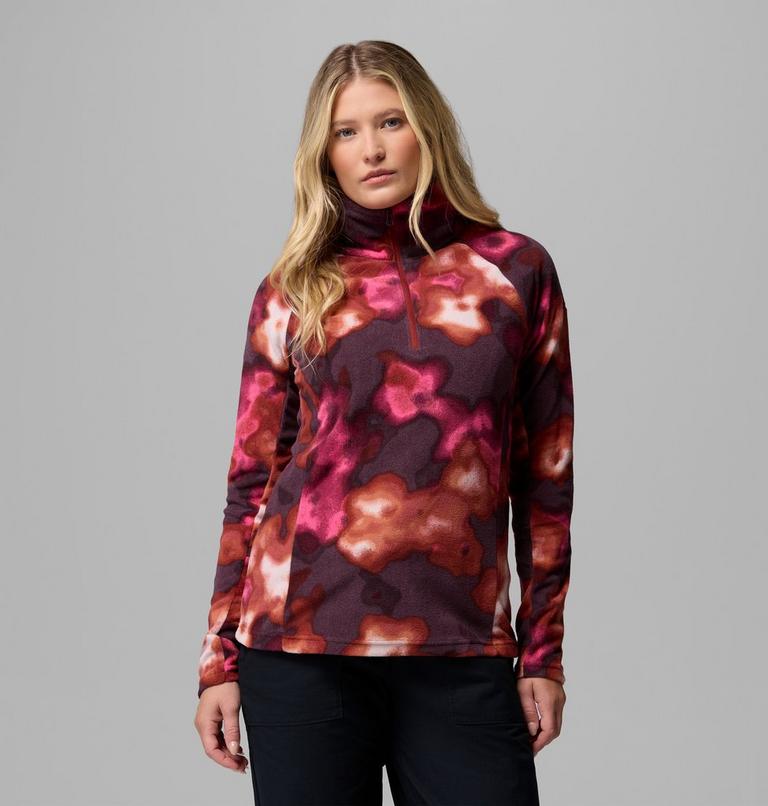 Polaire Demi-Zip &agrave; Imprim&eacute; Glacial IV Femme, Color: Red Oxide Dyeflower, image 1