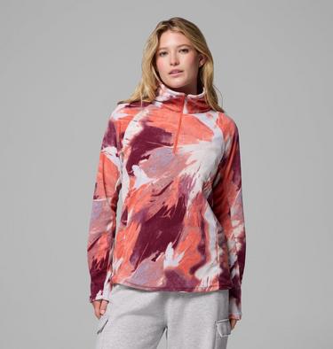 Women's Glacial IV Print Half Zip Fleece, Color: Zing Snowflight, image 1