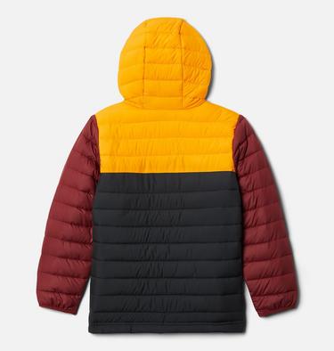 Powder Lite Boys Hooded Jacket, Color: Shark, Flame Orange, Red Jasper, image 2