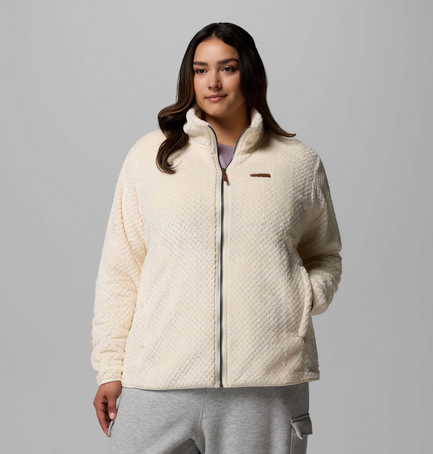 Женская флисовая куртка Columbia Fire Side II из шерпы на молнии, большие размеры, цвет: Меловой — фото 1