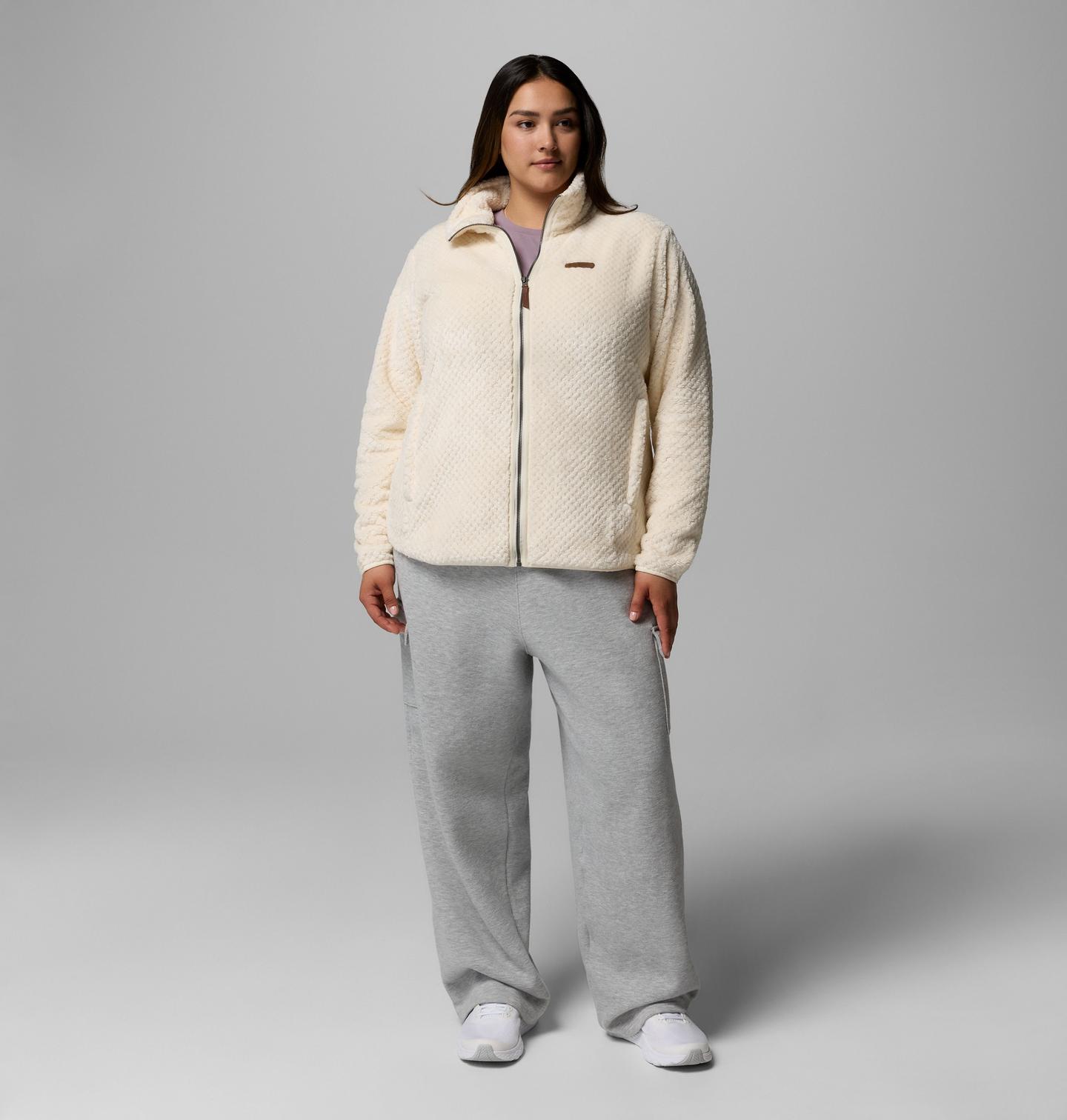 Женская флисовая куртка Columbia Fire Side II из шерпы на молнии, большие размеры, цвет: Меловой — фото 2