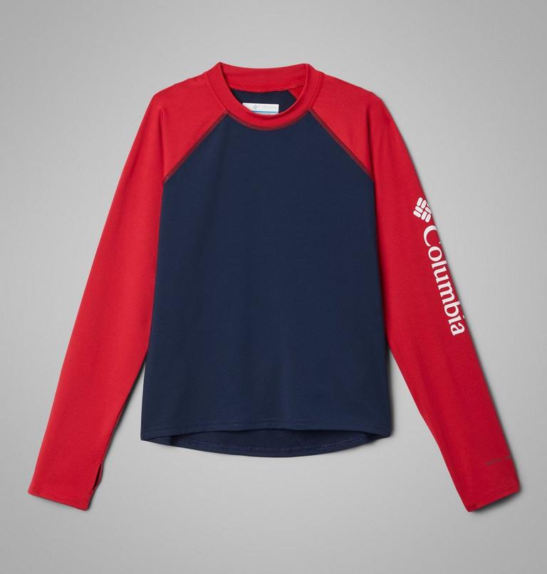 Youth Sandy Shores Technical Long Sleeve Top, Color: Collegiate Navy, Mountain Red, image 1