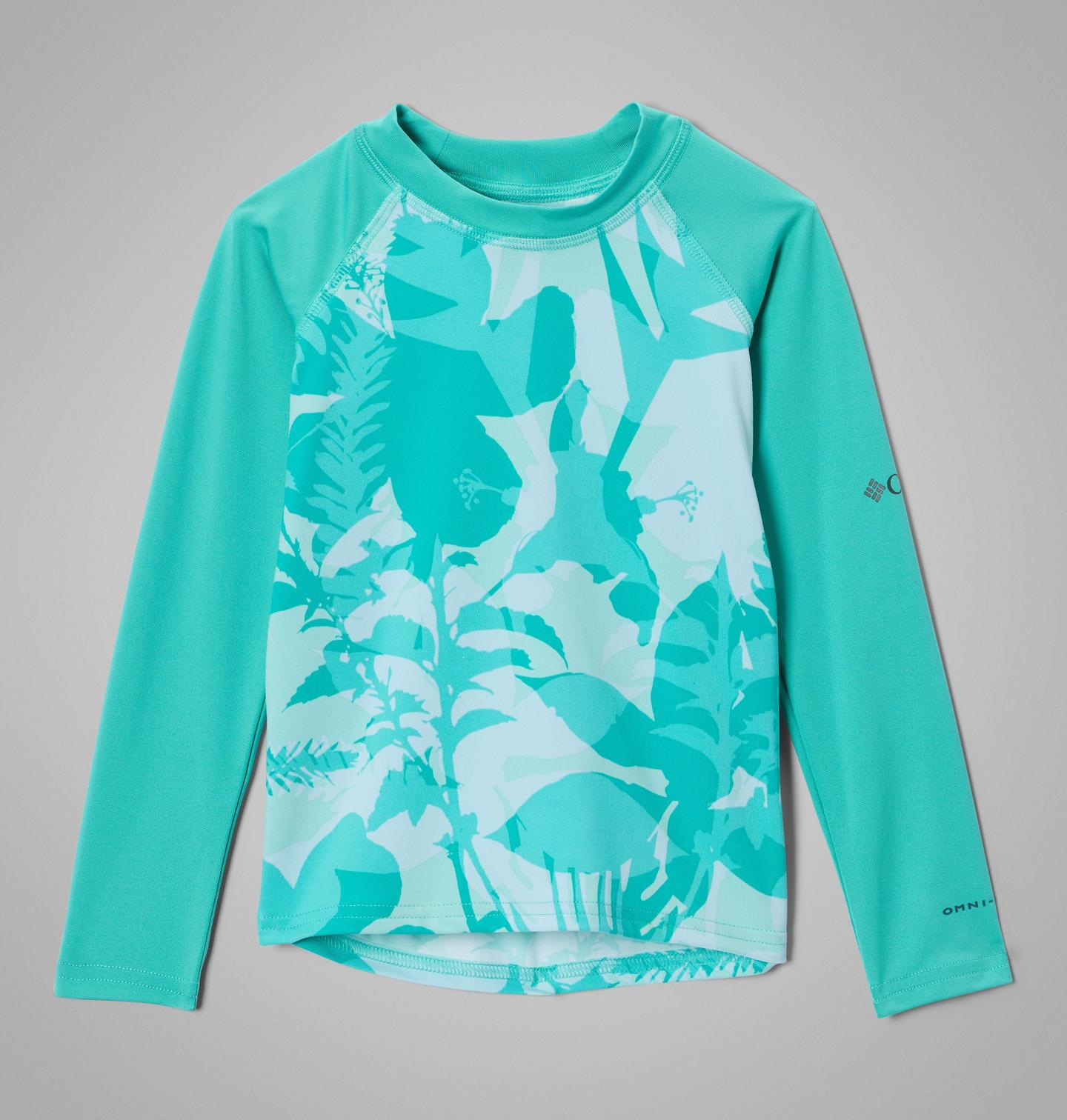 Детская рубашка Columbia Sandy Shores Printed Long Sleeve Sunguard, цвет: Dolphin Botaniflage, Dolphin — фото 1
