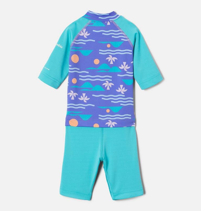 Toddlers&rsquo; Sandy Shores Suit, Color: Paisley Purple Seaside, Geyser, image 2