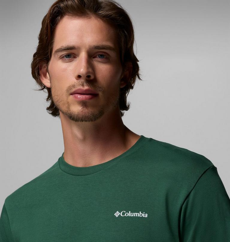 Men's North Cascades T-Shirt, Color: Rain Forest, Framed Treebark, image 5