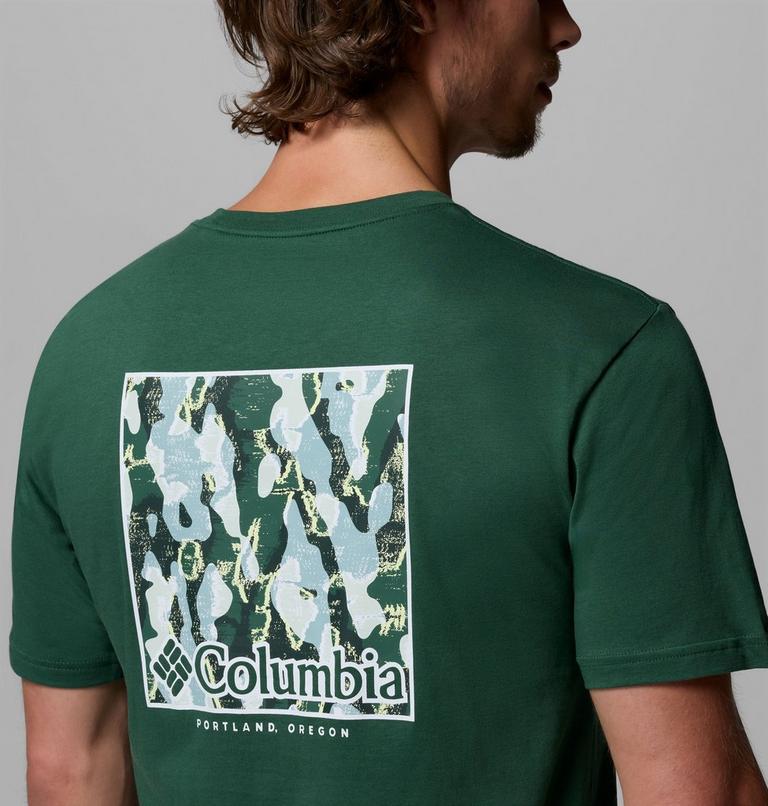 Men's North Cascades T-Shirt, Color: Rain Forest, Framed Treebark, image 6