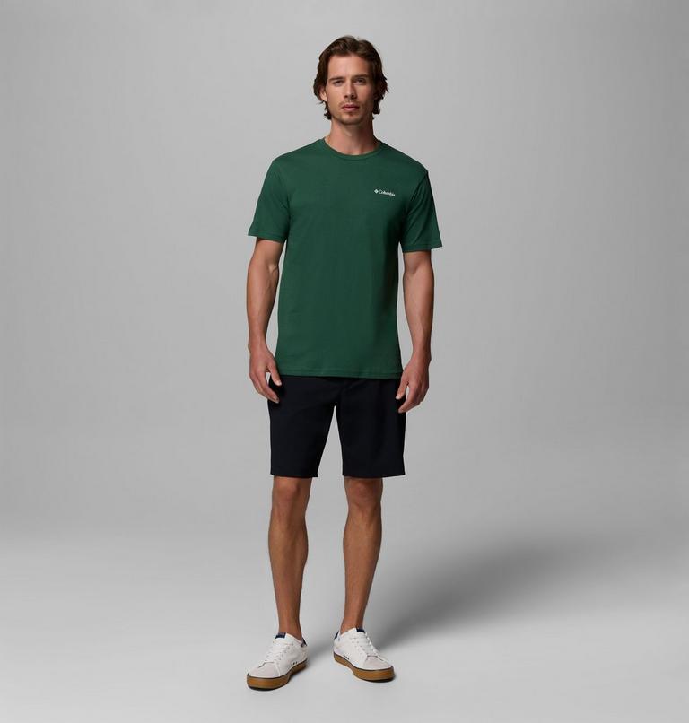 Men's North Cascades T-Shirt, Color: Rain Forest, Framed Treebark, image 2