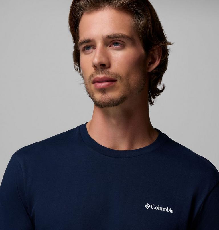 North Cascades Short Sleeve Tee, Color: Collegiate navy, Framed Treebark, image 5