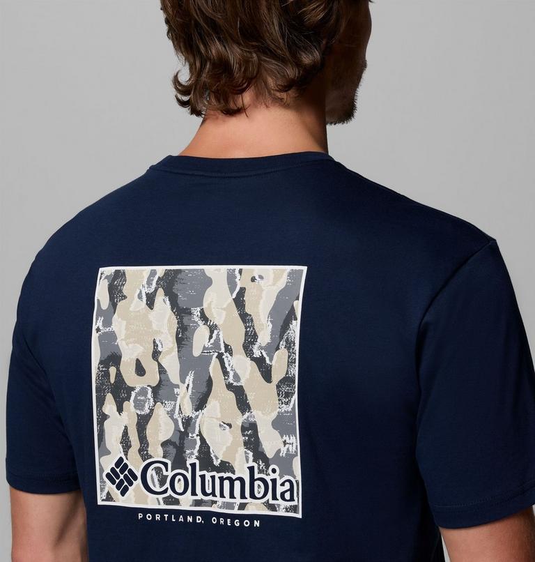 North Cascades Short Sleeve Tee, Color: Collegiate navy, Framed Treebark, image 6