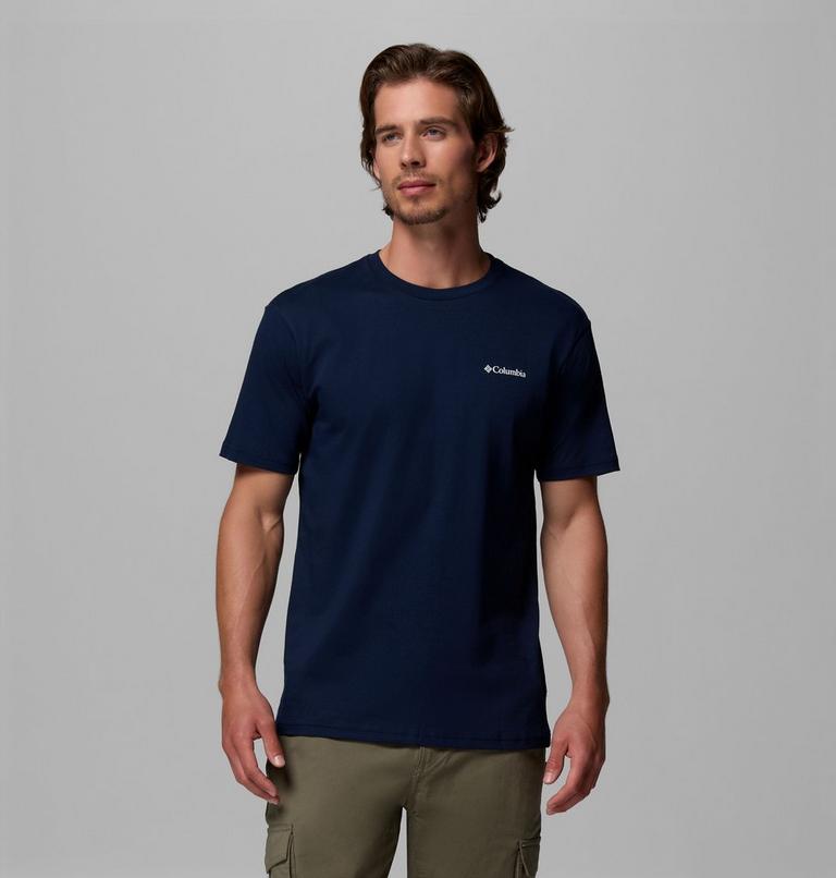 North Cascades Short Sleeve Tee, Color: Collegiate navy, Framed Treebark, image 3